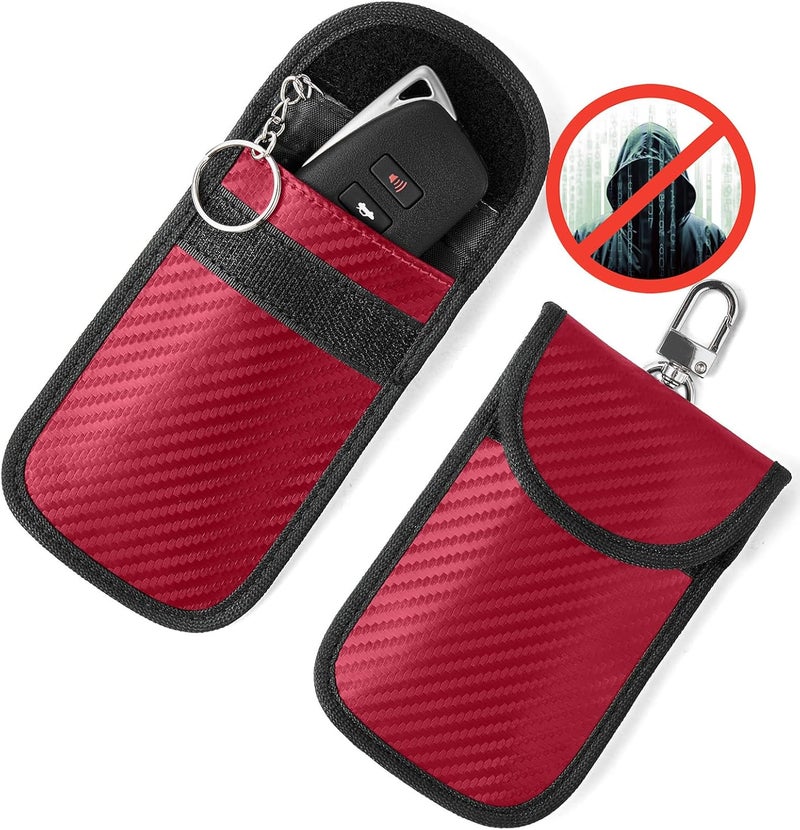 Vammcht Upgraded Faraday Bag for Key Fob (2 Pack), Premium Faraday Key Fob Protector– Car RFID Signal Blocking, Car Security Protection, Anti-Theft Pouch, Anti-Hacking Case Blocker Red - Image 1